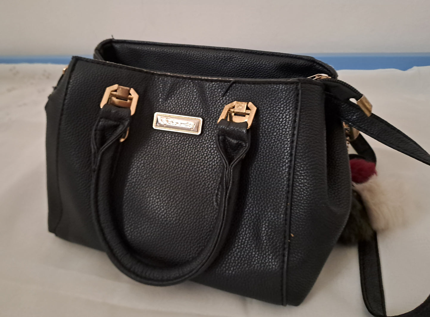 Elegant,Plush Ball Decor Satchel Bag.