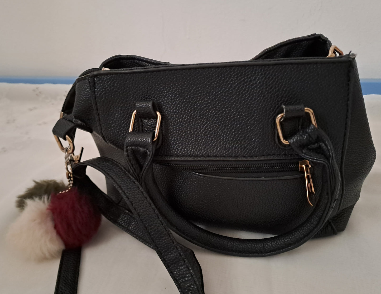 Elegant,Plush Ball Decor Satchel Bag.