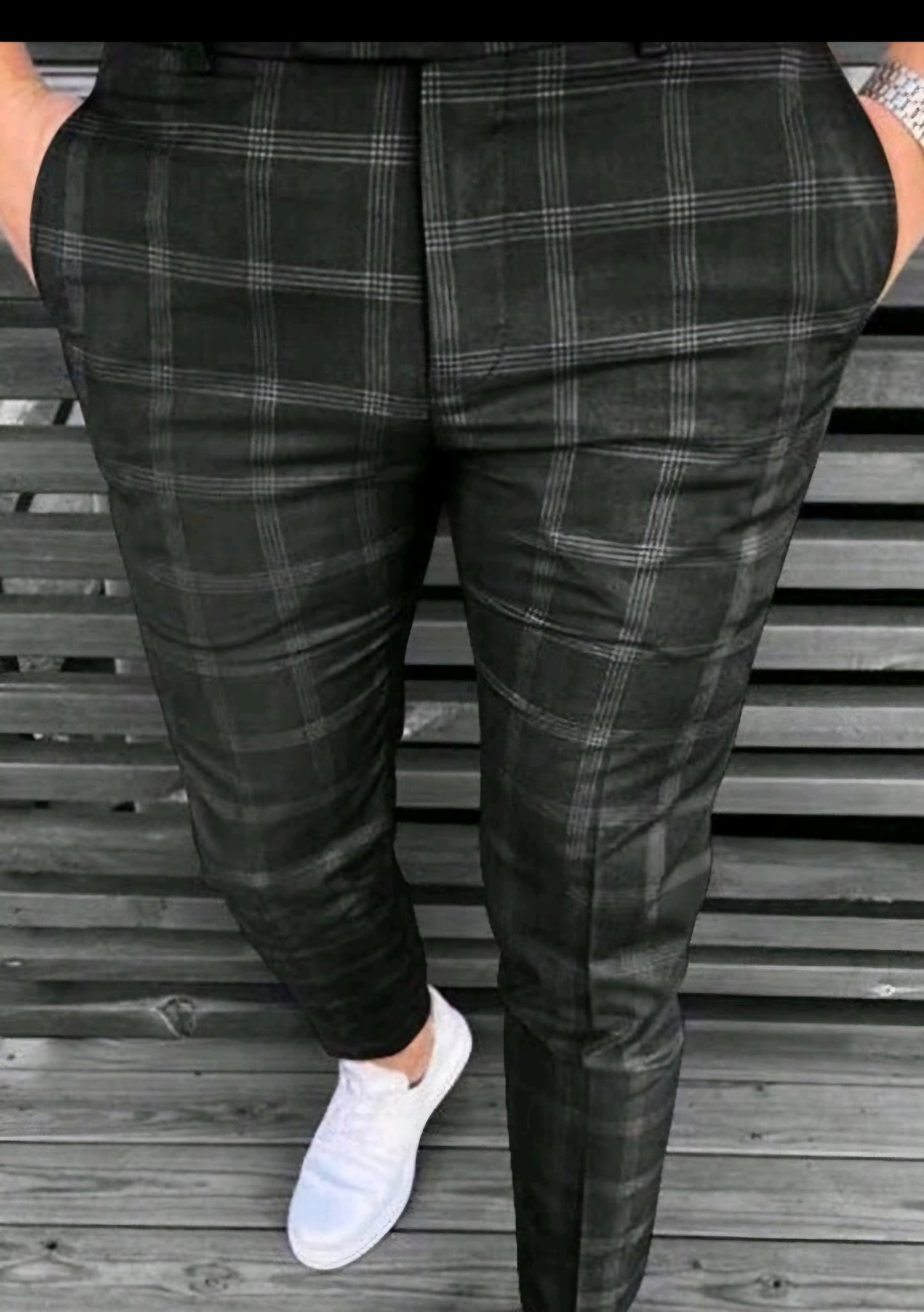 Men Plaid Print Suit Pants