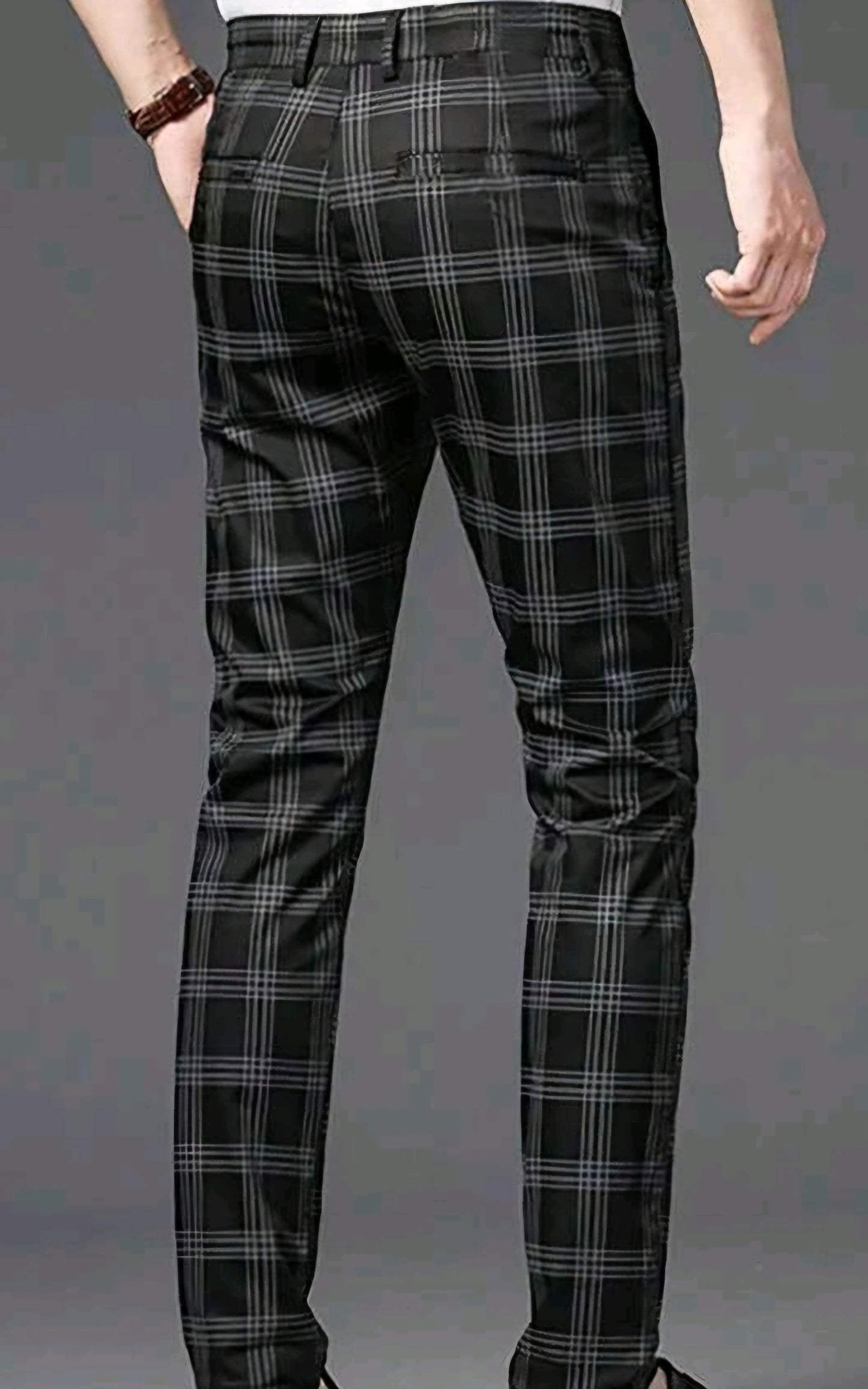 Men Plaid Print Suit Pants