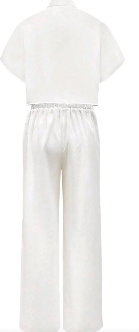Women's 2 pisces set,short sleeve shirt & wide leg pant